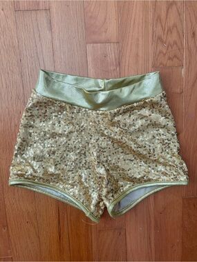 Girls' Gold Sequin Dance Shorts - Shimmery Performance Briefs